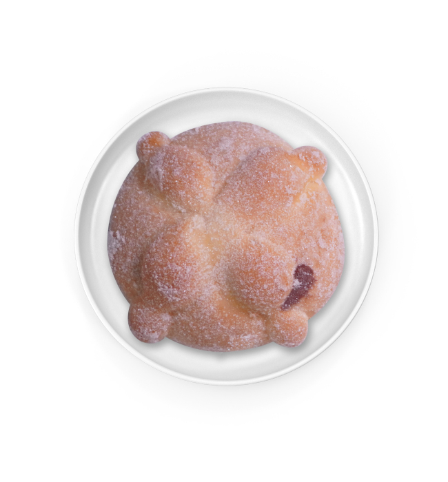 Pan de muerto chico relleno de crema de avellana